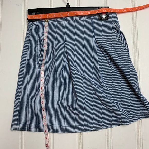 H&M 2 White Navy Blue Striped A Lined Mini Skirt Flare Nautical Y2K Sailor HM - Picture 3 of 7